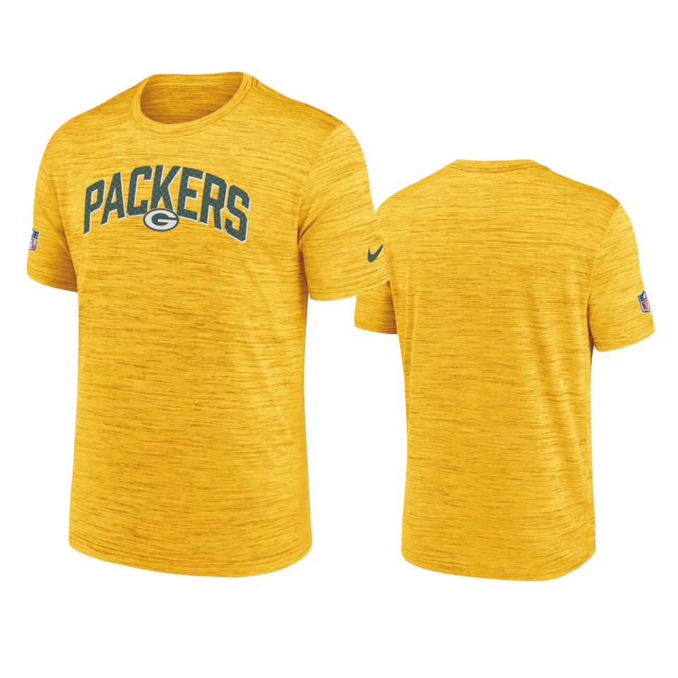 packers gold velocity athletic stack performance t shirt