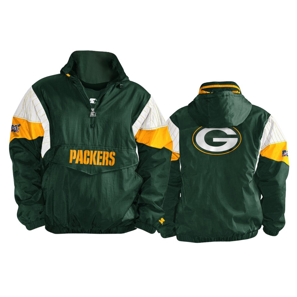 packers green yellow 100th season thursday night lights quarter zip breakaway jacket