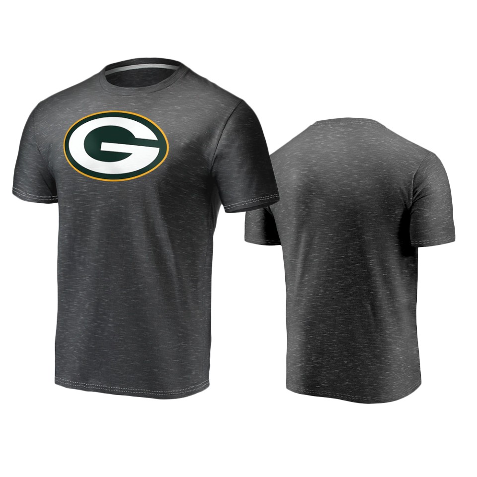 packers heathered charcoal space dye primary logo t shirt