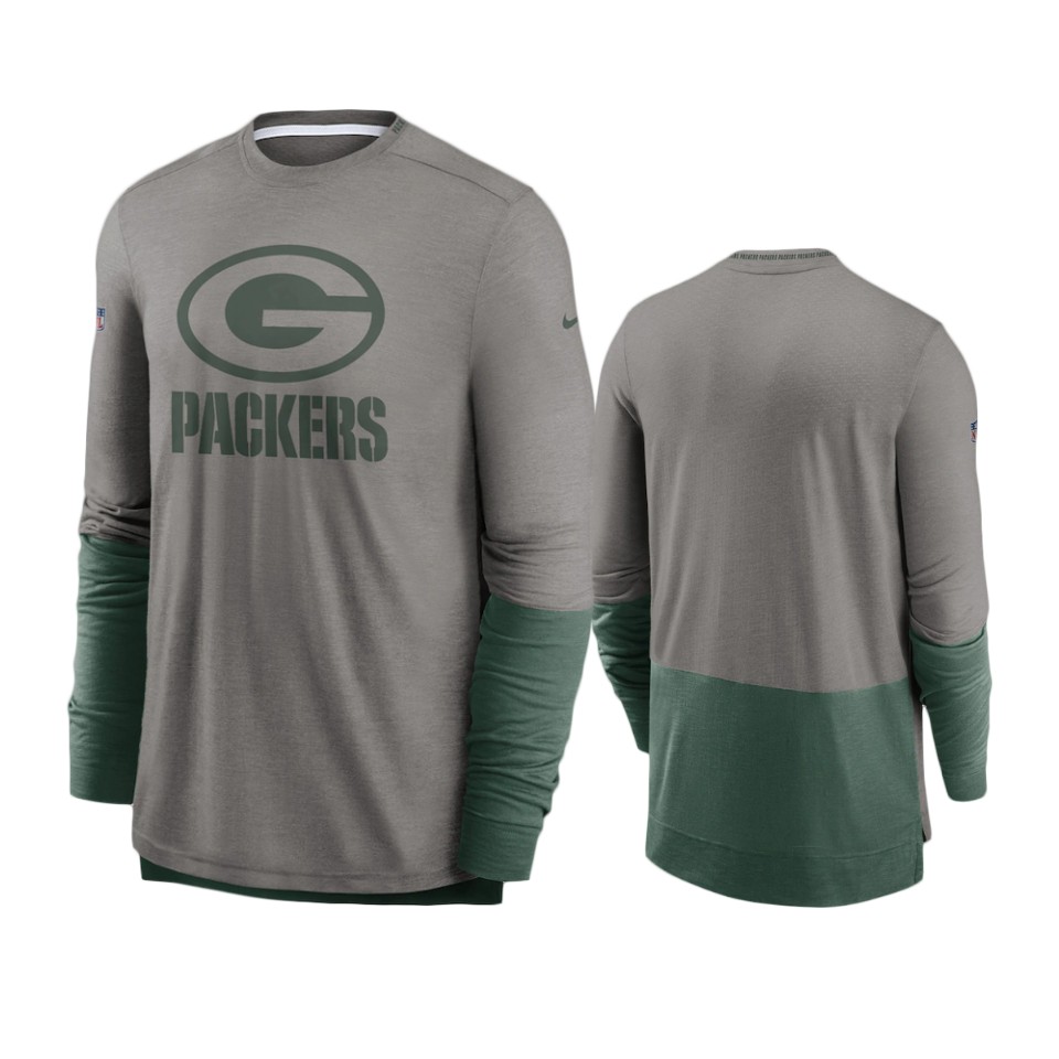 packers heathered gray green sideline player performance t shirt 0a