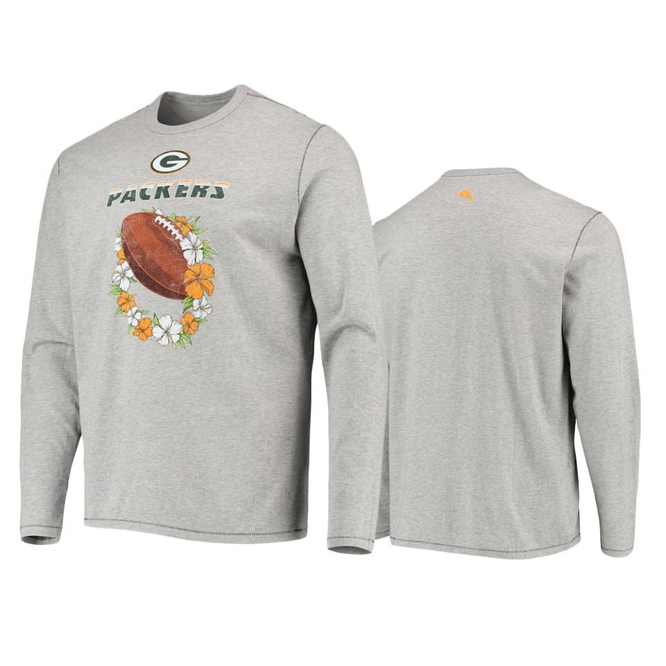 packers heathered gray sport lei pass long sleeve t shirt