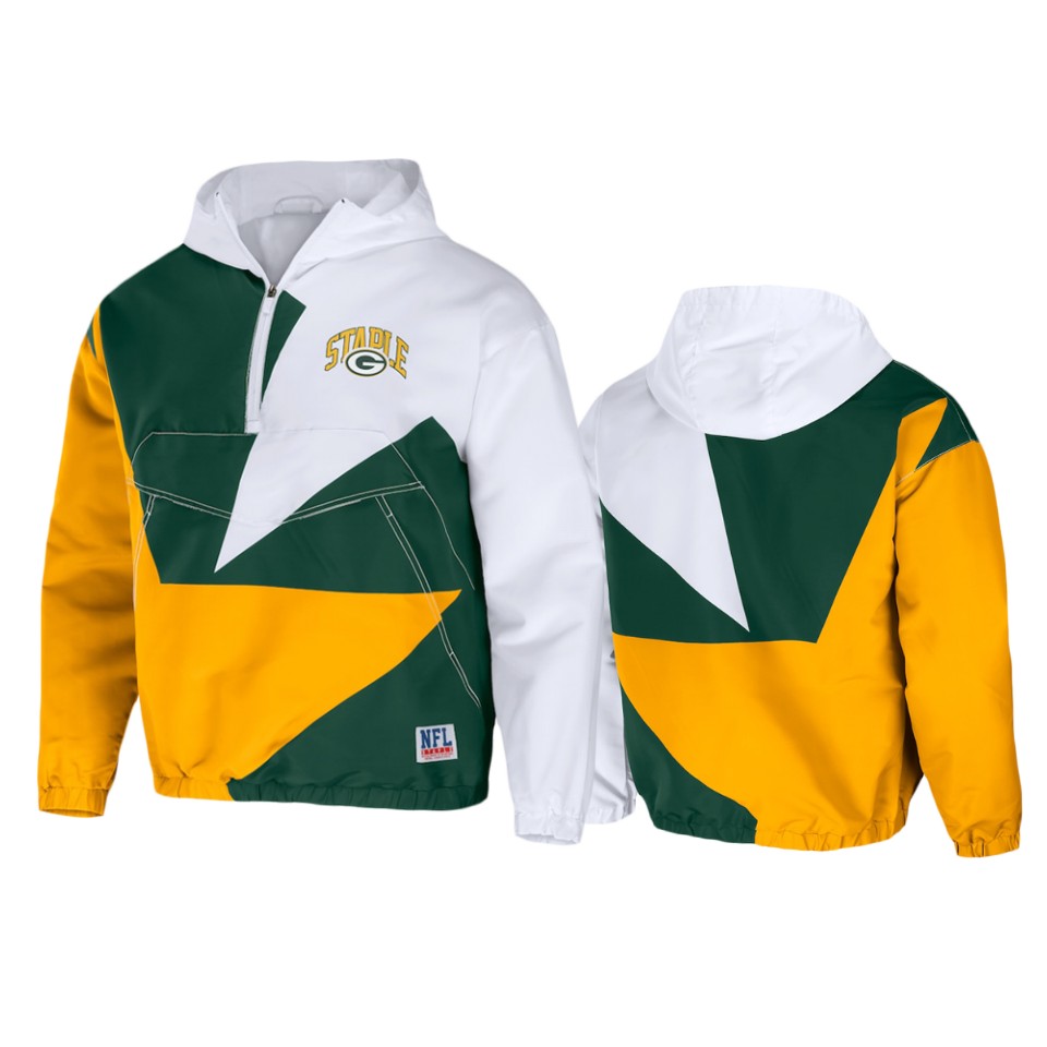packers hunter green staple all over print quarter zip jacket