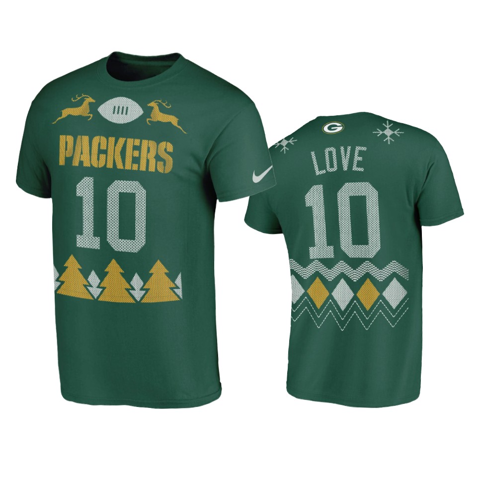 packers jordan love green 2020 christmas ugly t shirt