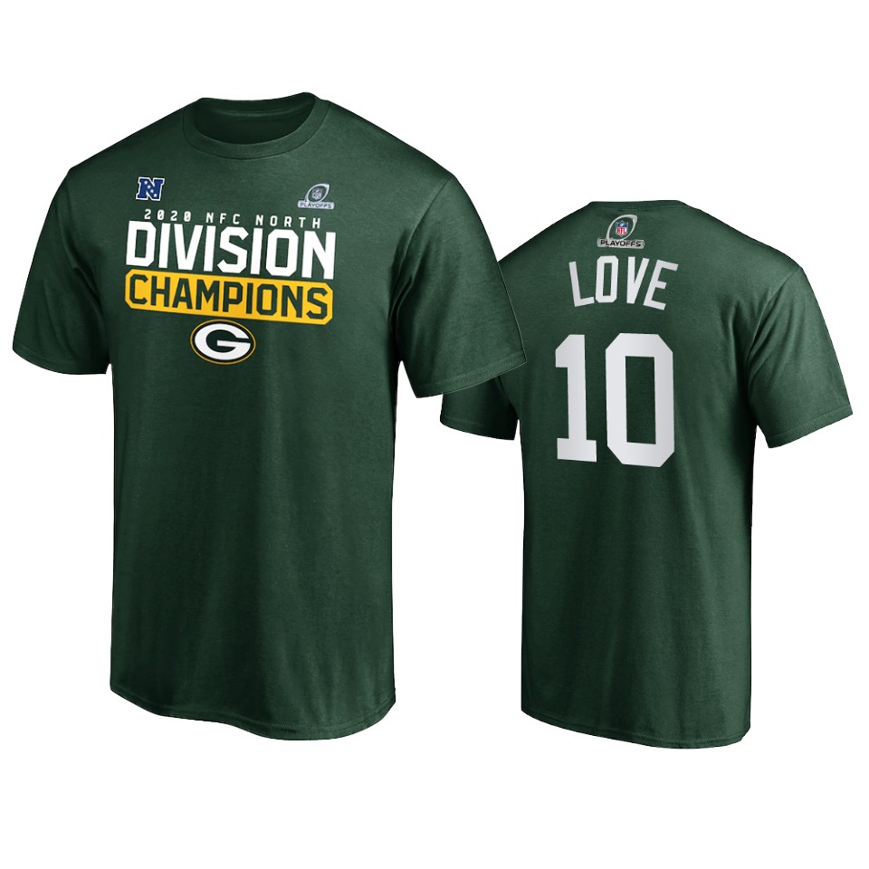 packers jordan love green 2020 nfc north division champions t shirt
