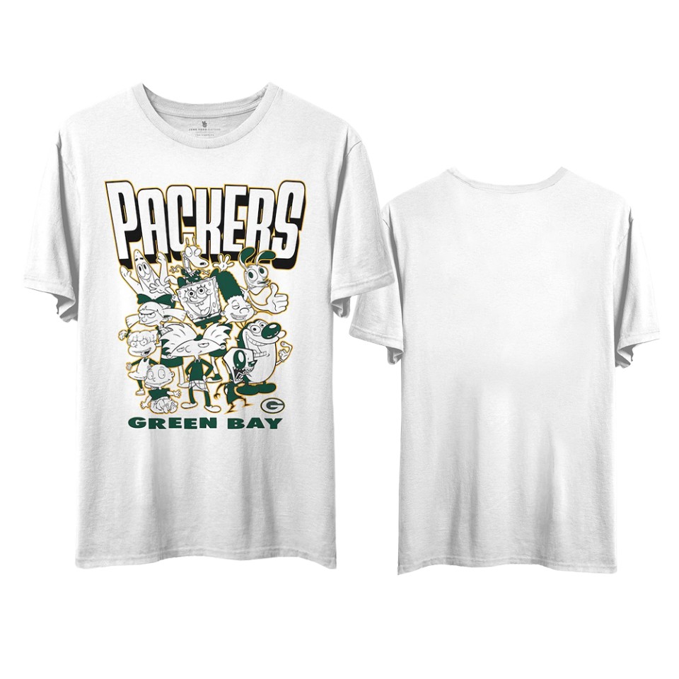packers white nfl x nickelodeon cartoon graphic t shirt