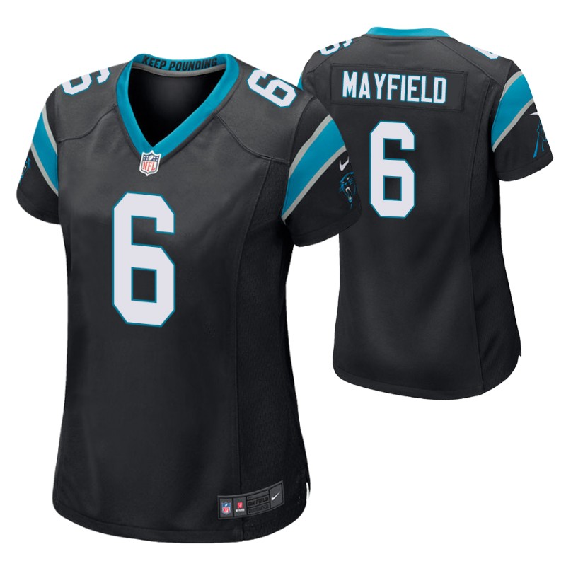 panthers-baker-mayfield-game-women's-jersey-black