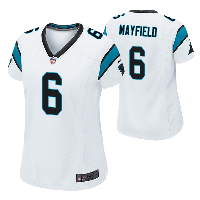 panthers-baker-mayfield-game-women's-jersey-white