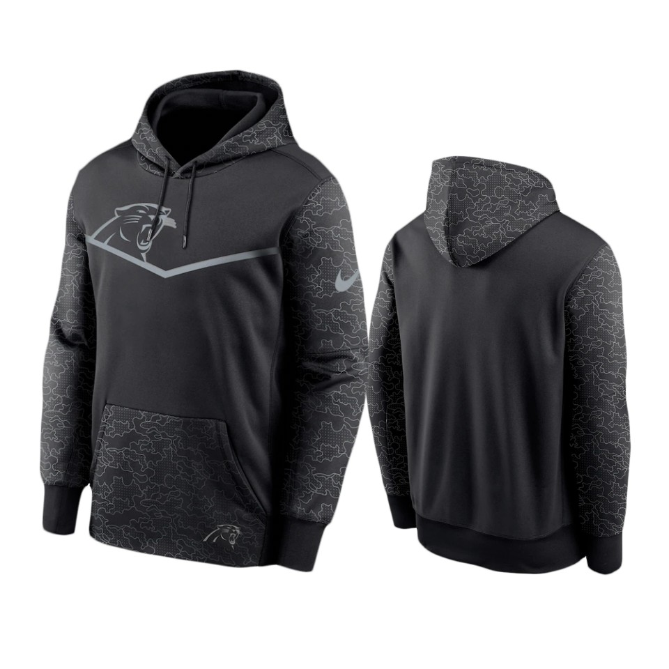 panthers black rflctv chevron pullover hoodie