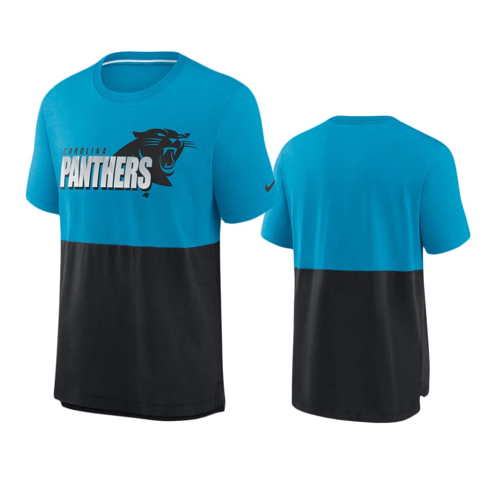 panthers blue black fan gear colorblock t shirt