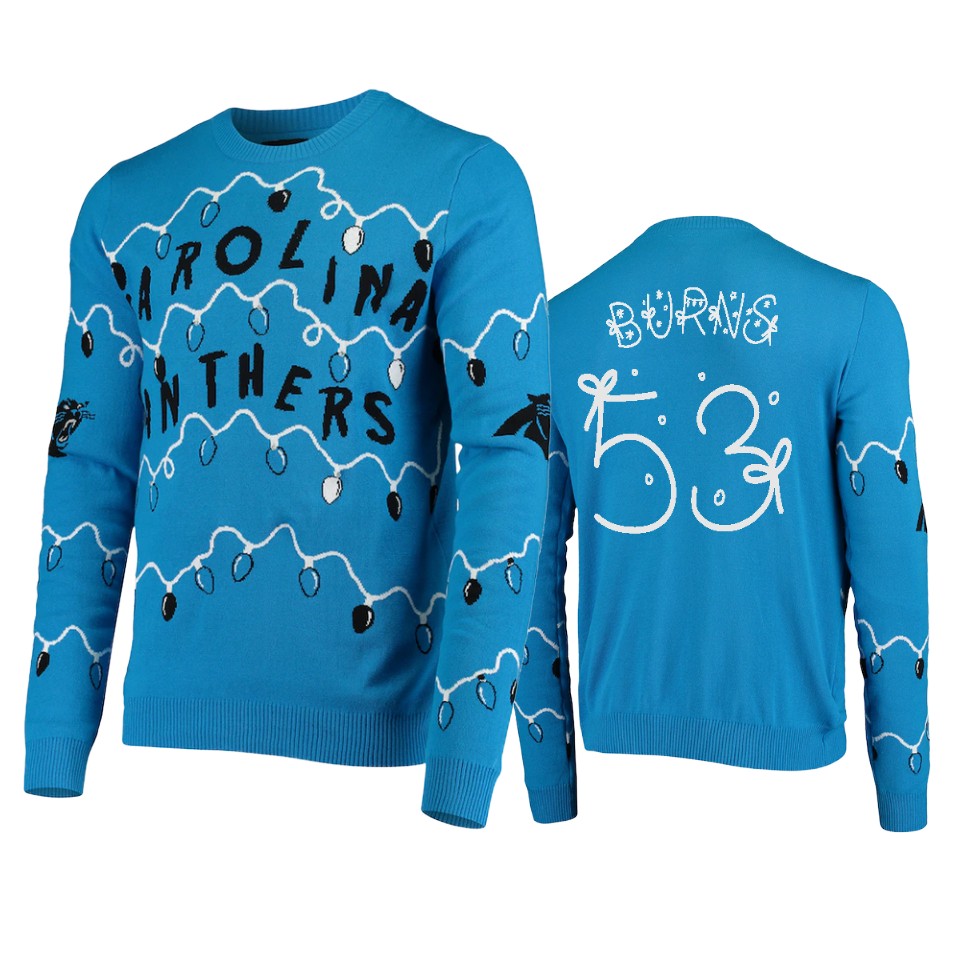 panthers brian burns blue ugly christmas gifts sweater
