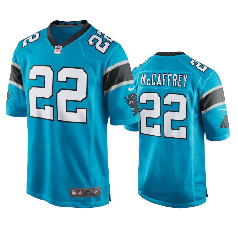 panthers christian mccaffrey blue game jersey