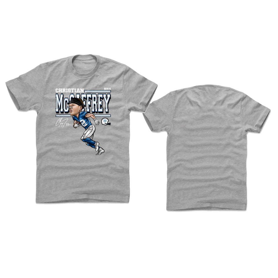 panthers christian mccaffrey gray cartoon t shirt