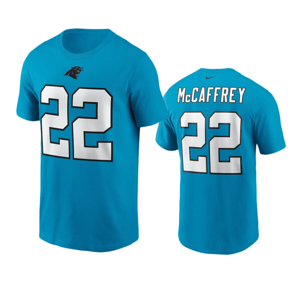 panthers christian mccaffrey nikeblue t shirt