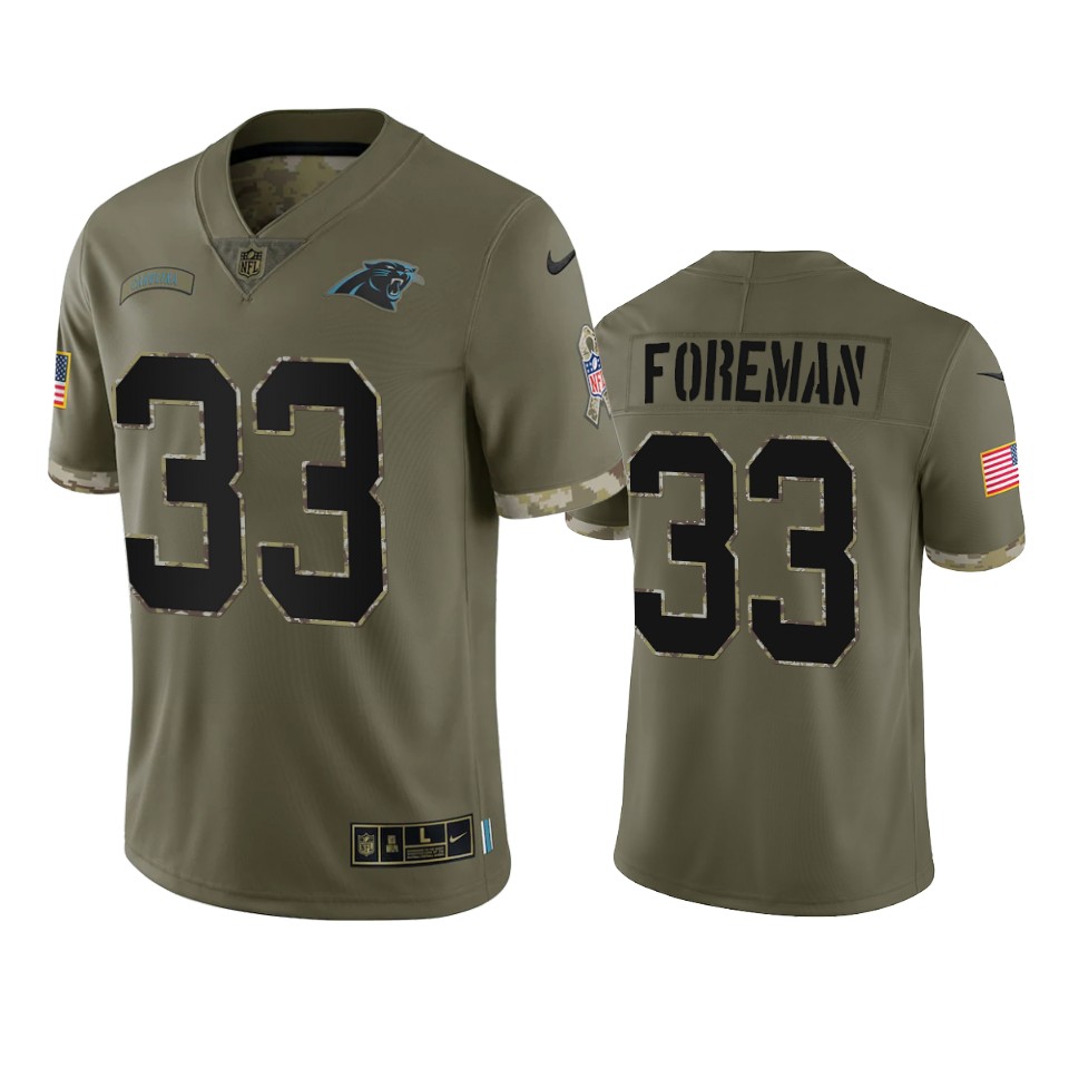 panthers d'onta foreman olive limited 2022 salute to service jersey