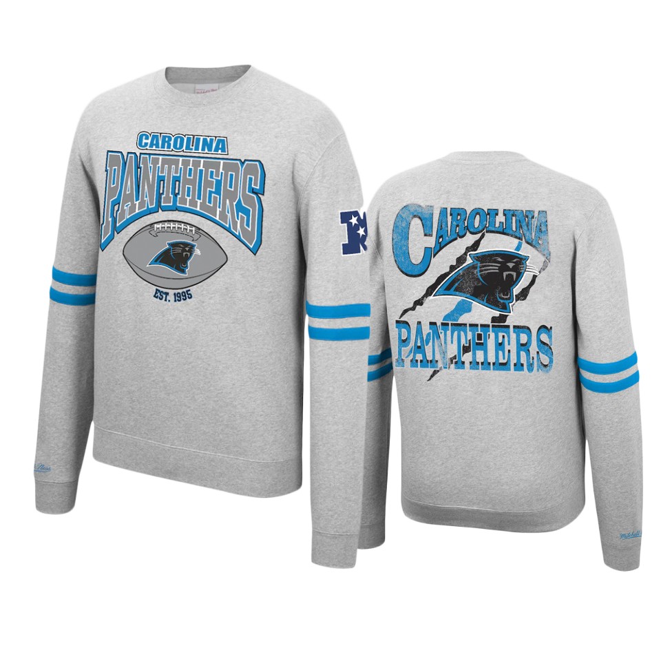 panthers heathered gray allover fleece pullover sweatshirt