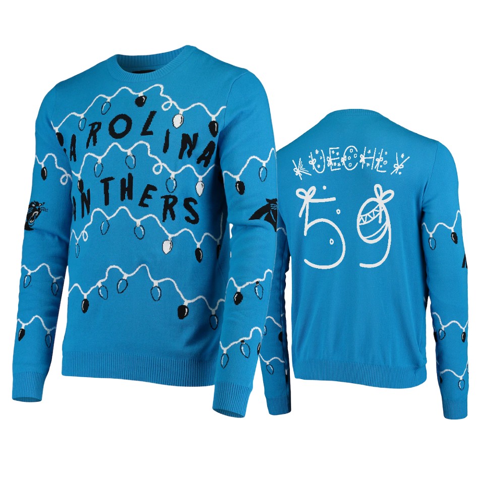 panthers luke kuechly blue ugly christmas gifts sweater