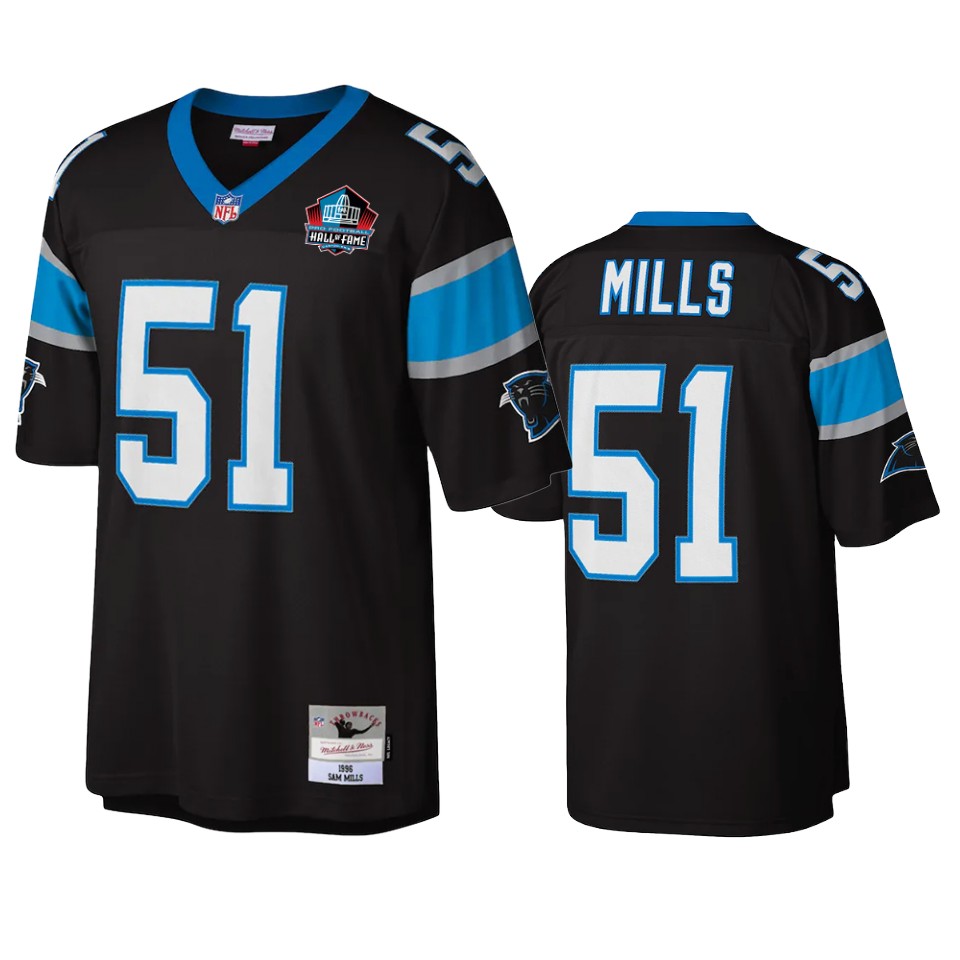 panthers sam mills black 2022 hall of fame jersey
