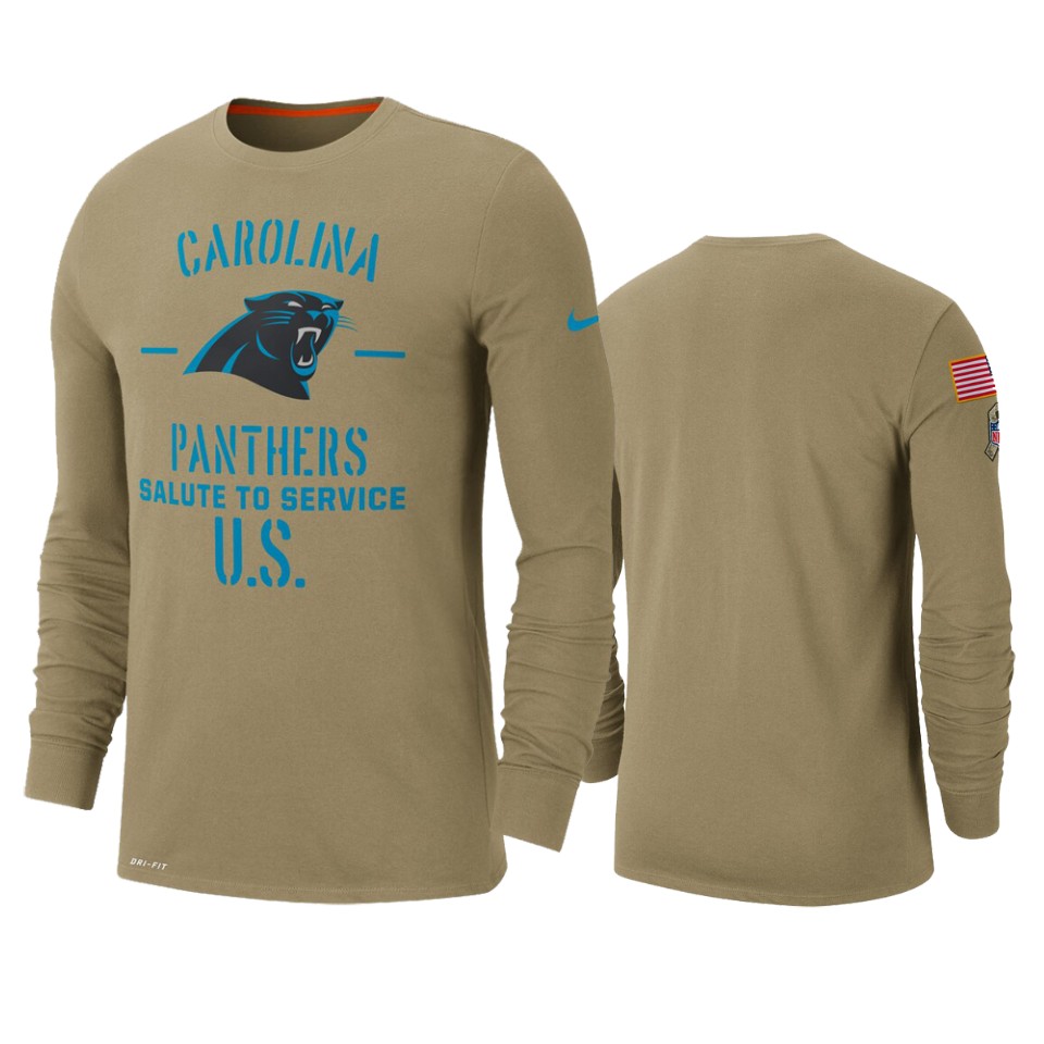 panthers tan 2019 salute to service sideline long sleeve t shirt