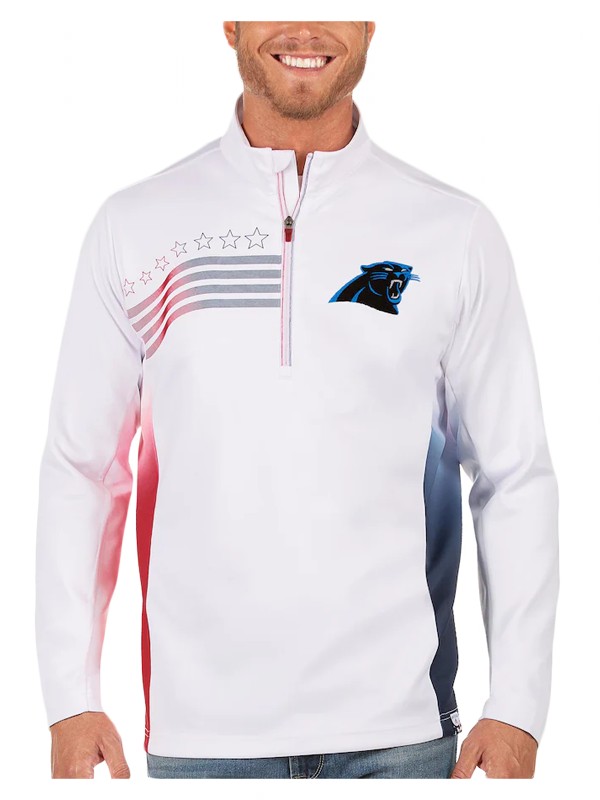 panthers white navy liberty quarter zip pullover jacket