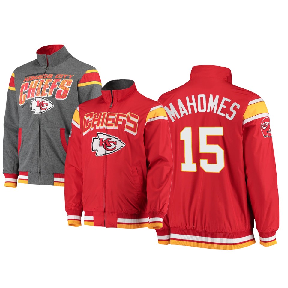 patrick mahomes chiefs red charcoal offside reversible full zip jacket