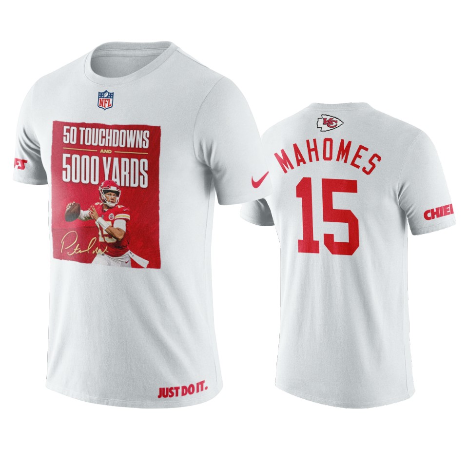 patrick mahomes white art print 50 tds and 5000 yards t shirt