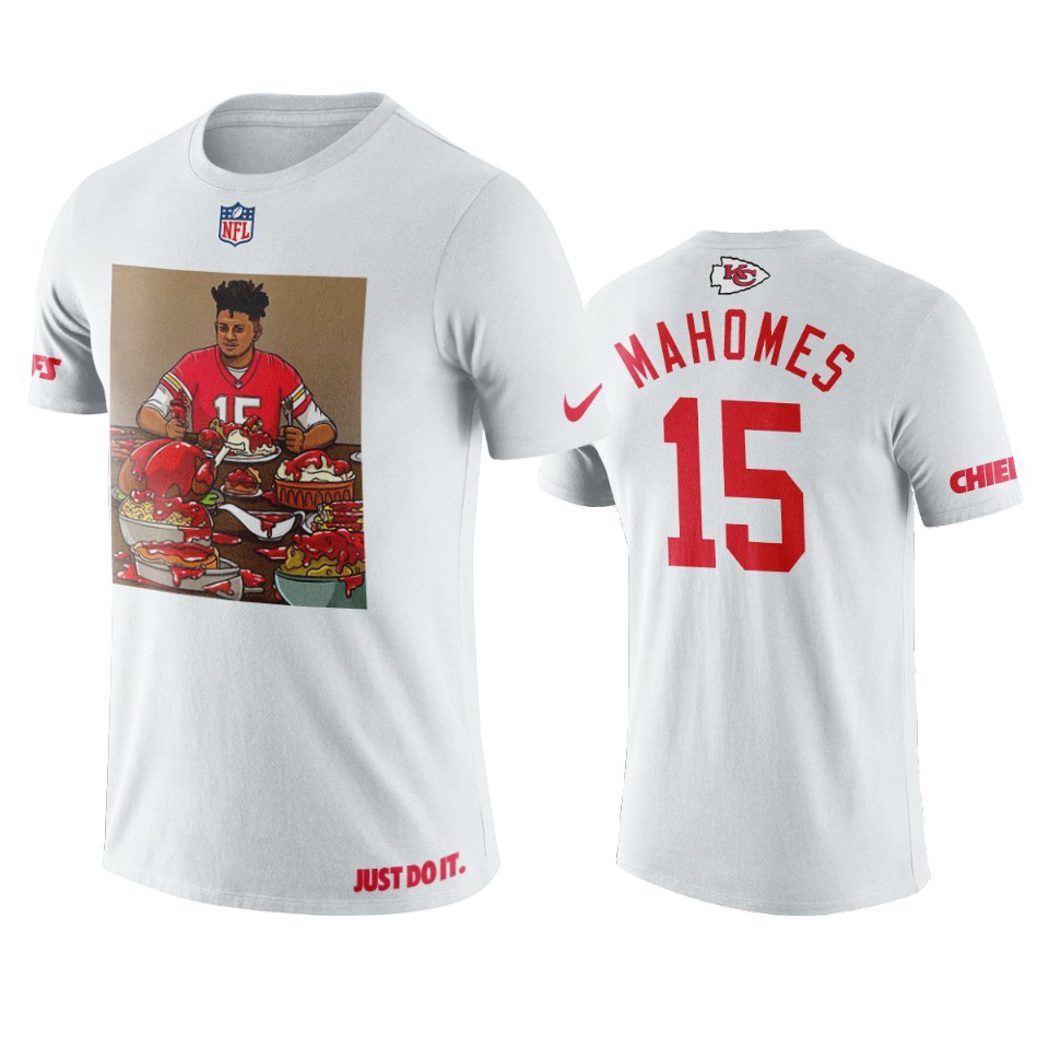 patrick mahomes white art print ketchup t shirt