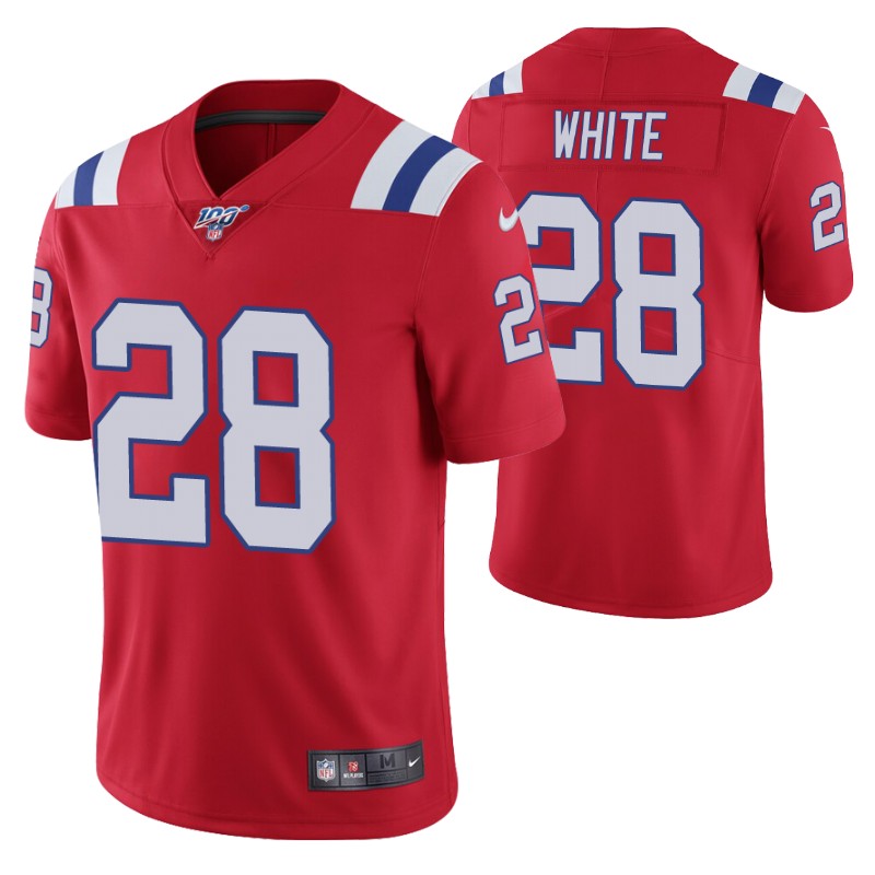 patriots-james-white-jersey-vapor-limited-men's-100th-season-red