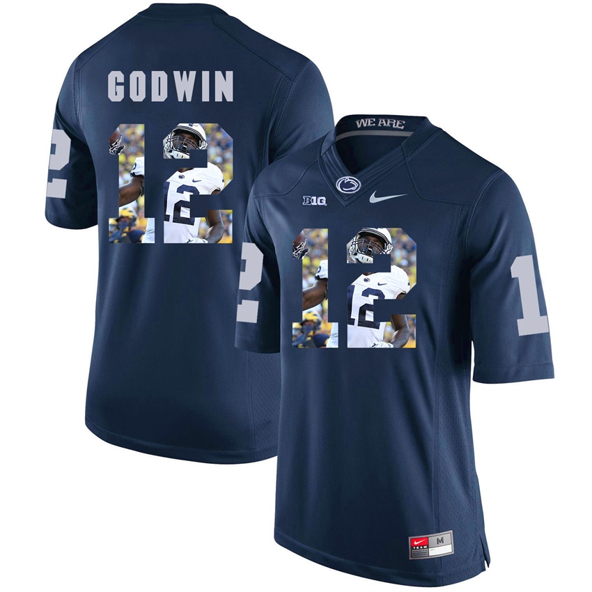 penn state nittany lions navy chris godwin college football player portrait jersey