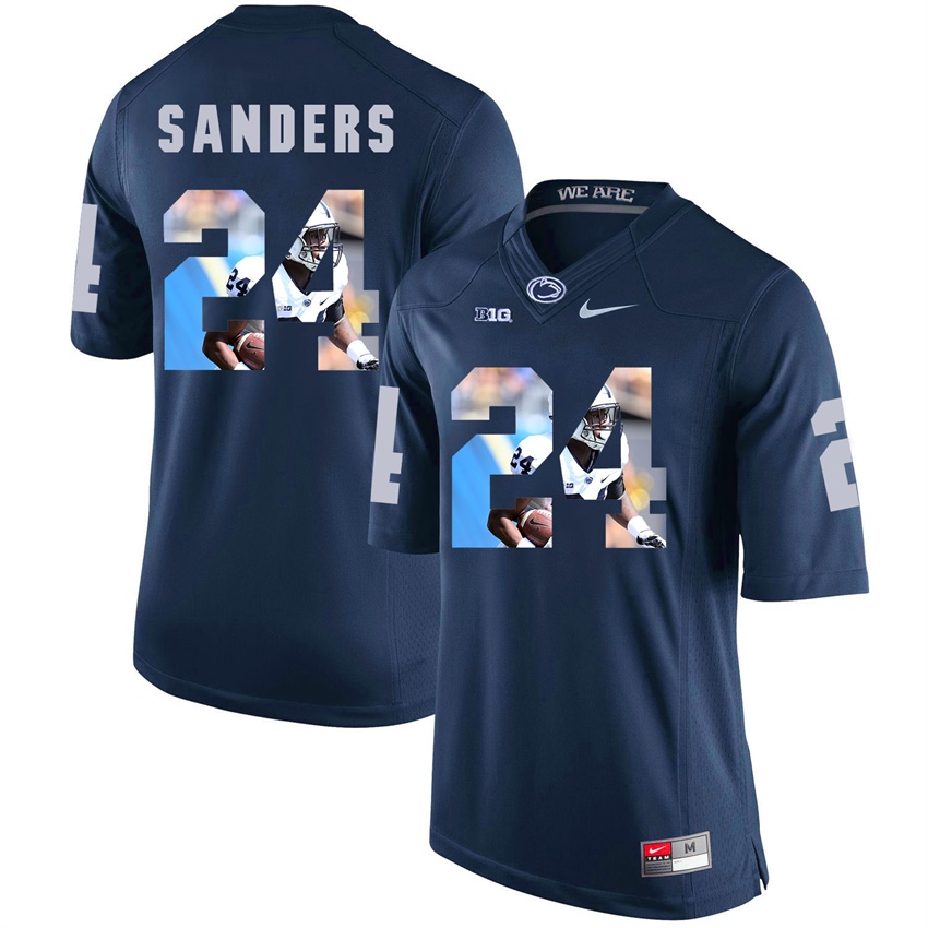 penn state nittany lions navy miles sanders college football player portrait jersey