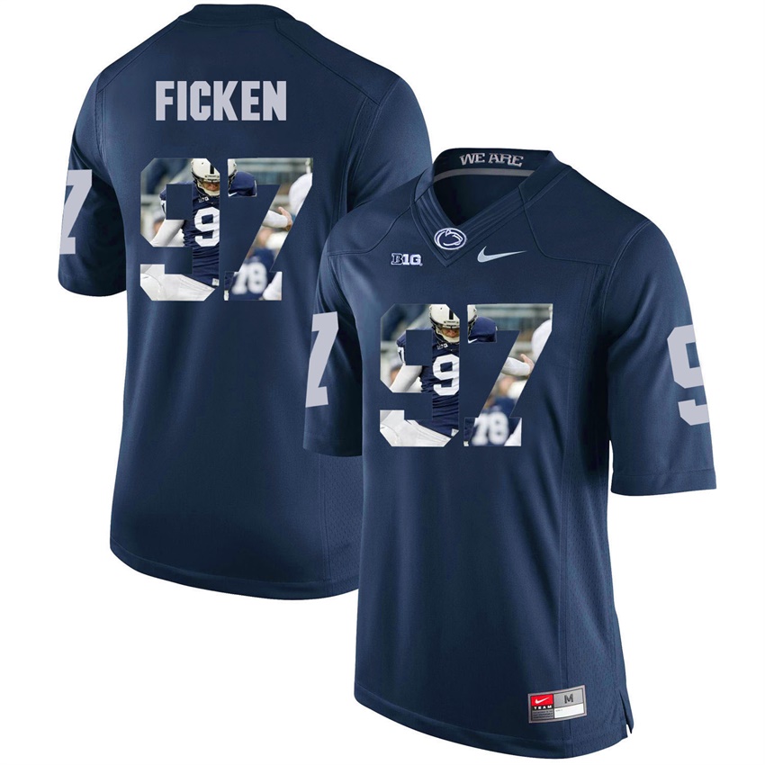 penn state nittany lions navy sam ficken college football player portrait jersey