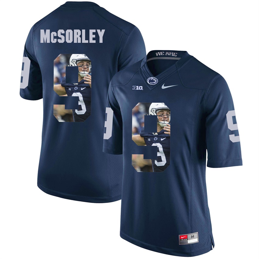penn state nittany lions navy trace mcsorley college football player portrait jersey