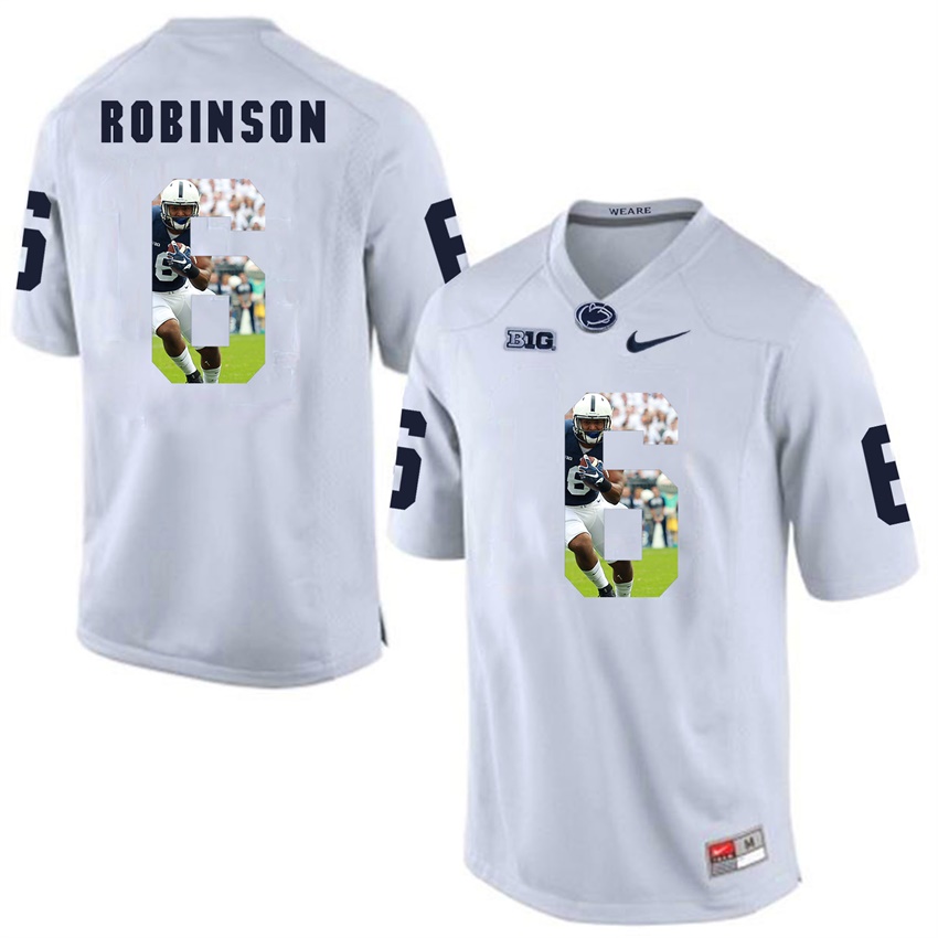 penn state nittany lions white andre robinson college football player portrait jersey