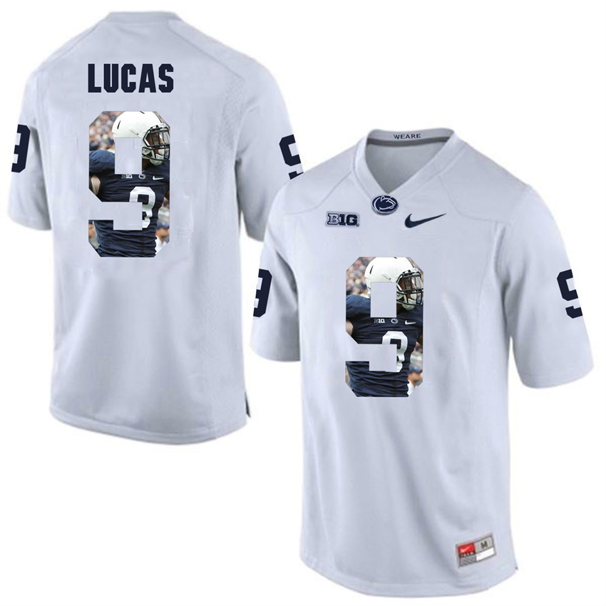 penn state nittany lions white jordan lucas college football player portrait jersey