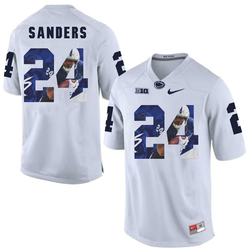 penn state nittany lions white miles sanders college football player portrait jersey