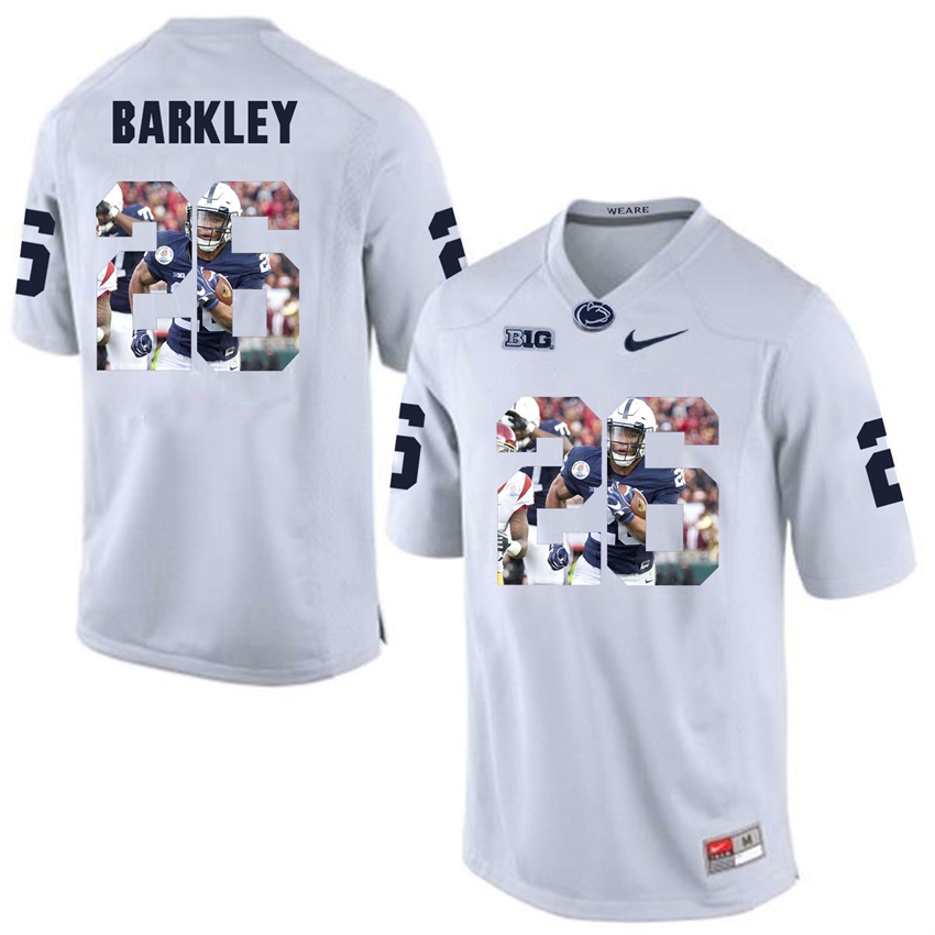 penn state nittany lions white saquon barkley college football player portrait jersey