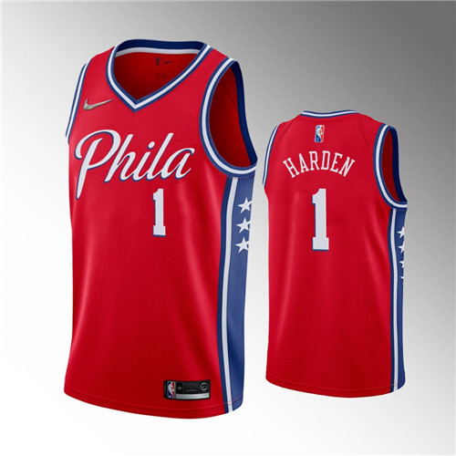 Philadelphia 76ers James Harden Statement Edition 2022 Trade Red stitched Jersey #1