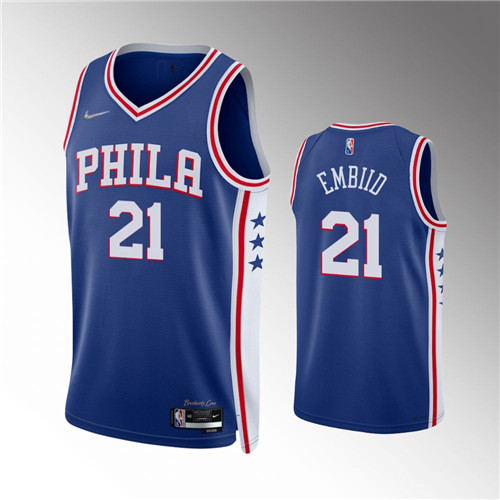 Philadelphia 76ers Joel Embiid 2021-22 75th Anniversary Diamond Icon Royal stitched Jersey #21