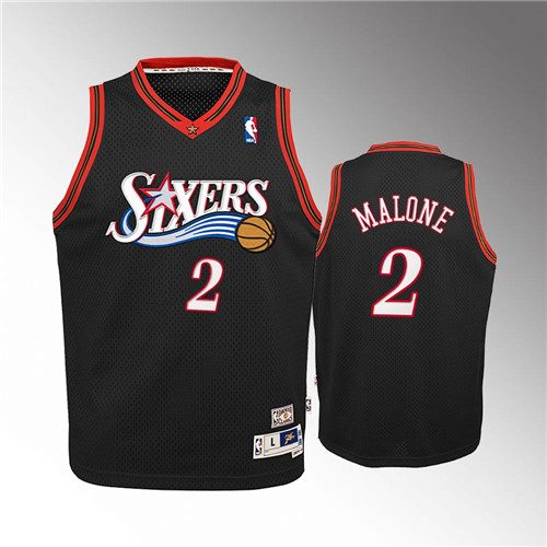Philadelphia 76ers Moses Malone Throwback Black stitched Jersey #2