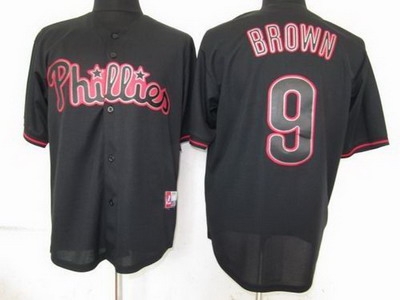 philadephia phillies 9# domonic brown pitch black fashion jersey (1)