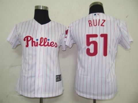 philadephia phillis 51 ruiz white red strip women