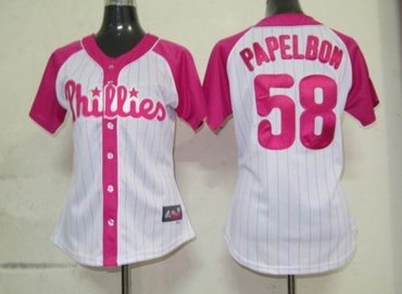 philadephia phillis 58 papelbon womens pink splash fashion jersey