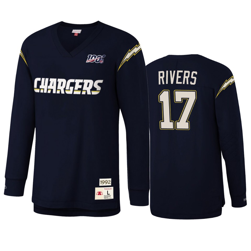 philip rivers chargers navy nfl 100 long sleeve t shirt