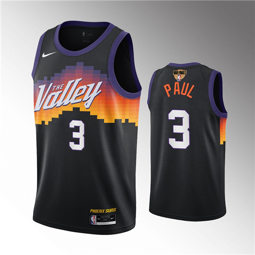 Phoenix Suns Chris Paul 2021 NBA Finals Bound City Edition Black stitched Jersey #3