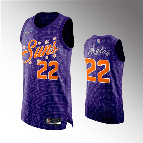 Phoenix Suns DeAndre Ayton Christmas Eve 75th Anniversary Purple stitched Jersey #22