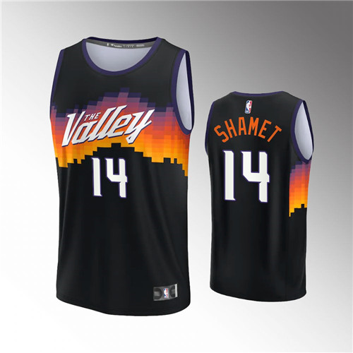 Phoenix Suns Landry Shamet 2021-22 Replica City Black stitched Jersey #14