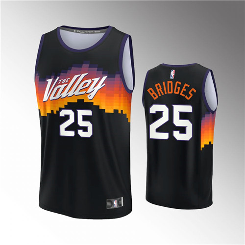 Phoenix Suns Mikal Bridges 2021-22 Replica City Black stitched Jersey #25