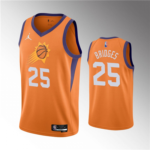 Phoenix Suns Mikal Bridges 2021-22 75th Anniversary Statement Orange stitched Jersey #25
