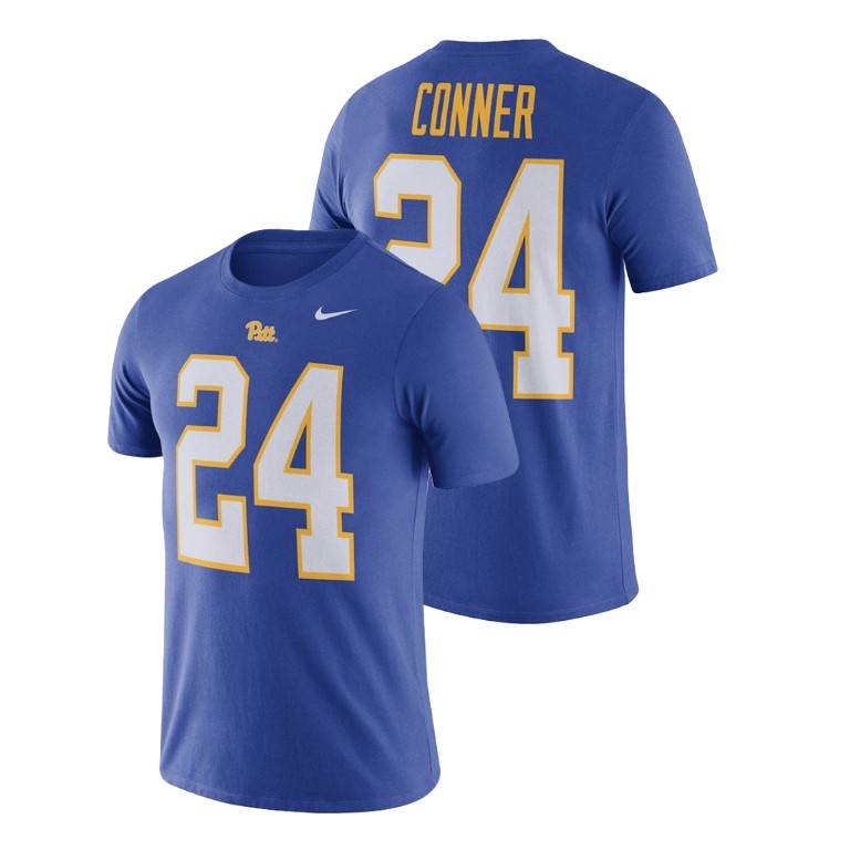 pittsburgh panthers nike football performance james conner royal name and number men's t shirt