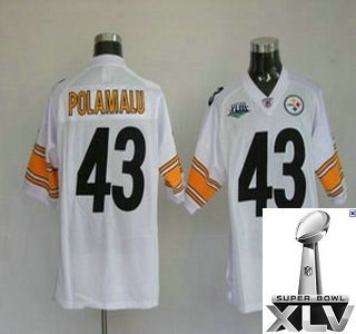 pittsburgh steelers 43 troy polamalu super bowl xliii white jersey {2011 super bowl xlv }