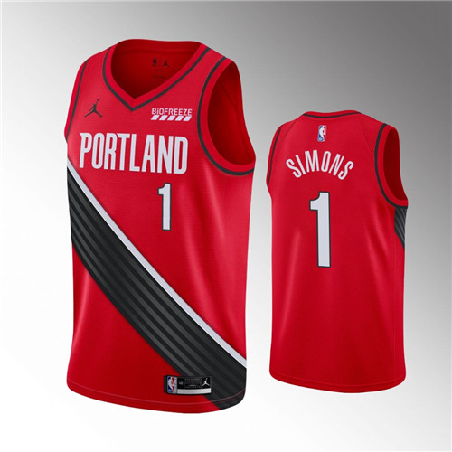 Portland Trail Blazers Anfernee Simons Statement Edition Red stitched Jersey #1